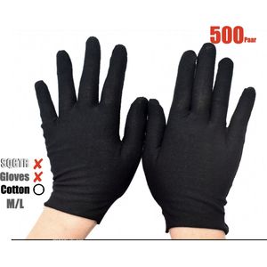 Katoenen Handschoen - Handschoenen - Gezondheidszorg - Ziekenhuis - Beauty Center, Kapper en Salon Spa Tattoo - Jewelry - Gloves Cotton - Jewelry Glove - ZWART Maat M/L 1000Stuks/500Pairs  M/L  ………..  SQGTR