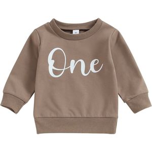 Eerste verjaardag sweater bruin maat 12-16 maanden - cakesmash - eerste - verjaardag - sweater - bruin - 1 - one
