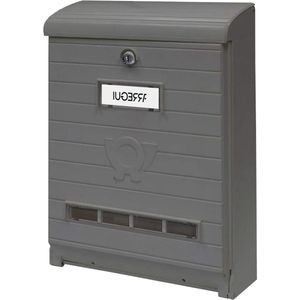 Brievenbus van Zeer Bestendige Kunststof - Formaat L - Weerbestendig - Wandbrievenbus met Valklep Kijkvensters en Naamplaatje - Grijs