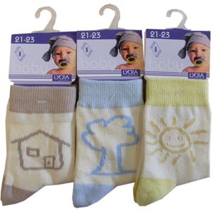 Baby / kinder sokjes picto - 21/23 - unisex - 90% katoen - naadloos - 12 PAAR - chaussettes socks