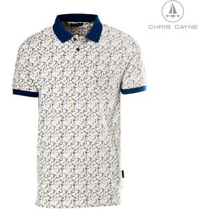 Chris Cayne heren poloshirt - maat M - polo heren - 3113 - beige print - korte mouwen - jersey