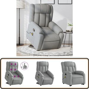 vidaXL Sta-op-massagestoel - Verstelbaar - Lichtgrijs Sta-op Massagestoel - Elektrisch Bedienbare Stoel - Ergonomische Stoel - Massagefauteuil - Relaxstoel