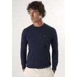 Felix Hardy - Classic Crew Neck Knit Sweater - Navy - Heren Trui - 100% Katoen