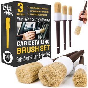 Ultra Zachte Borstels voor Auto Detailing - Set van 3 - Perfect voor Emblemen, Wielen, Interieur en Ventilatieopeningen