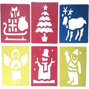 Akyol - Teken sjablonen voor uw kind -teken sjabloon kerst - sjablonen 6 stuks -kerst cadeau voor kind -sinterklaas cadeau voor kind – Tekenen –Sinterklaas cadeau - Stencils – Slee – Kerstboom – Rendier – Kerstengel – Sneeuwpop – Kers