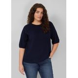 s.Oliver - Trui - Navy - Effen - Ronde Hals - Halve Mouw