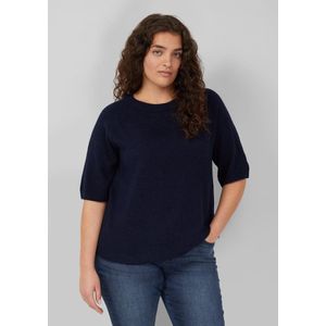s.Oliver - Trui - Navy - Effen - Ronde Hals - Halve Mouw