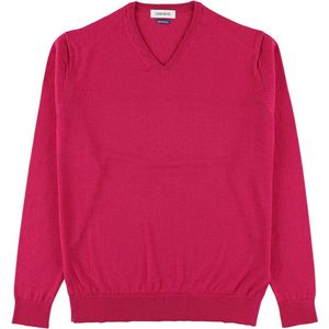 Osborne Knitwear - Trui met V-hals - Merino Wol - Fuchsia
