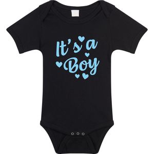 Its a boy gender reveal cadeau tekst baby rompertje zwart jongens - Kraamcadeau - Babykleding 56