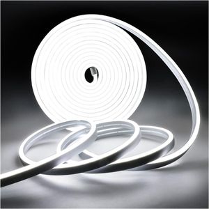 Neon LED Strip Licht, Wit 6000K LED Tape DC 12V 5M 120LEDs/M Totaal 600LEDs Flexibele LED Strips voor Slaapkamer, Bar, Speelkamer, Verjaardag, Kerstfeest [Energieklasse D]
