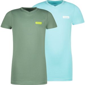Vingino T-shirt Basic-vneck Jongens T-shirt - Biome green - Maat 116