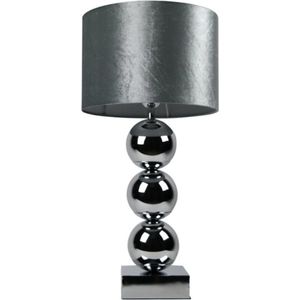 Luxe Bollamp - Zilver - Tafellamp - 3 Bollen - Vierkante Voet - Met velvet kap - Eric Kuster stijl