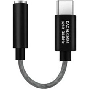 DrPhone H5 PRO USB C naar 3,5 mm DAC hoofdtelefoonversterker - Realtek Alc5686 - Oortelefoon Versterker Met Digitale Decoder & Hifi Adapter - 384 Khz 32-Bit – Zwart/Grijs