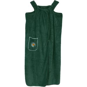 Zoem - Omslagdoek - Sauna - Inclusief haardoek - Badjas - Omslagdeken - Draaghanddoek - Haardoek - Douchen - Droogdoek – Olijfgroen