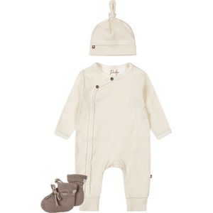 Dirkje - Noppies - Kledingset - Boxpak met mutsje Offwhite - 1 paar Slofjes Nelson Taupe - Maat 50
