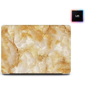 Laptophoes - Geschikt voor MacBook Pro M1 Hoes Case - 13 inch - A2338 (2020) - Marmer Goud Extra