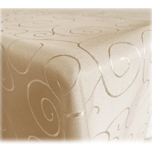 JEMIDI Tafelkleed ornamenten zijdeglans edele tafelhoes tafelkleed - Cream - Vorm Oval - Maat 130x220