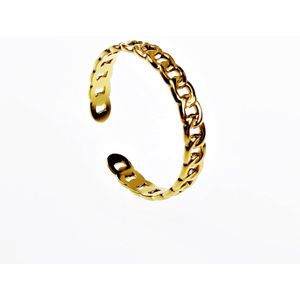 Cubaanse Ring Dames - Stalen Goudkleur - Verstelbaar Ring - Schakelring