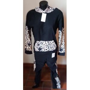 Dames Huispak - panter - tijger - capon - zwart - Fleece - Maat S/M - Cossy - super zacht - HQ