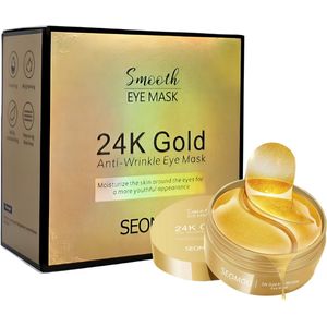 Collageen Masker - Gezichtsmasker Verzorging - 24k Goud - 60 Stuks - Collagen - Creme - Donkere Kringen - Oogmasker Wallen - Anti Rimpel Pad - Overnight - Gelmasker - Serum - Peel Off - Unisex -