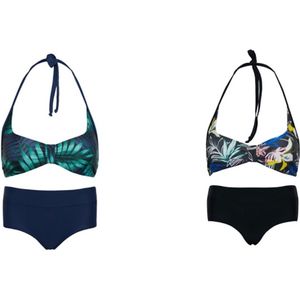 Set van 2 bikini hipster broekje en haltertopje Angel's flower/ Tropical leaf 140-146