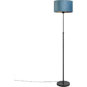 QAZQA parte fl - Landelijke Vloerlamp | Staande Lamp met kap - 1 lichts - H 1675 mm - Zwart Goud - Woonkamer | Slaapkamer