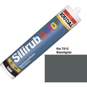 Soudal Silirub Color - Siliconekit - Montagekit - ook voor sanitaire ruimten - koker 310 ml - RAL 7012 - Basaltgrijs