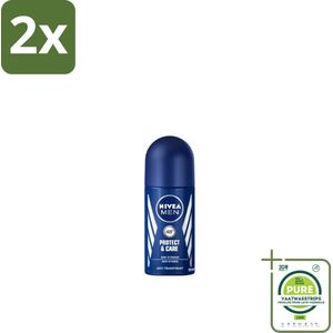 Nivea - Men - Deodorant - Roller - Protect & Care - 50 ml - Voordeelverpakking - 2 stuks - Deodorant rol - Zweetbeheersing