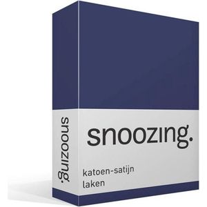 Snoozing - Katoen-satijn - Laken - Lits-jumeaux - 240x260 cm - Navy