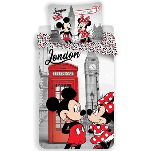 Disney Minnie Mouse Dekbedovertrek Londen - Eenpersoons - 140  x 200 cm - Multi