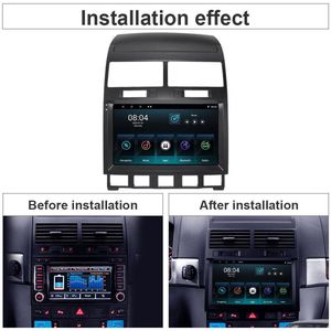 9in Android 13 Car Stereo Radio GPS Navigation 4+64G Compatible for Touareg 2003-2010 Built-in Wireless for Carplay Android Auto Car Radio with Bluetooth Wifi FM/RDS SWC Split Screen + AHD Backup Camera Mic