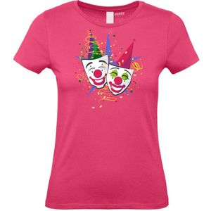Dames T-shirt Carnaval Masker | Carnaval | Carnavalskleding Dames Heren | Roze | maat L
