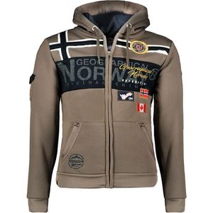 Vest Met Capuchon En Print Heren Taupe Geographical Norway - L