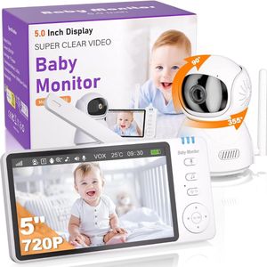 Babyfoon Met Camera En App Wifi - Bestverkocht - Tweerichtingscommunicatie - Baby Monitor - Temperatuur Meter - HD Camera - 355° Rotatie - Nachtzicht - Bewegingsdetectie En Meldingen - SD-kaartopslag tot 128 GB - Compatibel Met Alexa En Google