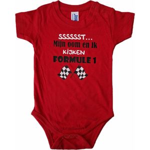 Rode romper met ""Sssssst... Opa en ik kijken Formule 1"" - maat 50/56 - babyshower, zwanger, cadeautje, kraamcadeau, grappig, geschenk, baby, tekst, bodieke