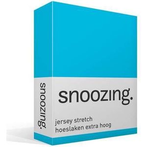 Snoozing Jersey Stretch - Hoeslaken - Extra Hoog - Lits-jumeaux - 160/180x200/220 cm - Turquoise
