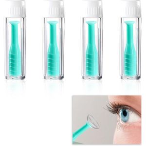 Set van 4 contactlenzen-applicatoren zuignap voor zachte contactlenzen - draagbare reisset voor harde en zachte lenzen - veilig en hygiënisch - ideaal voor dagelijks gebruik en op reis.
