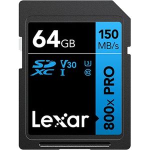 Lexar 64GB SDXC Pro UHS-I U3 V30 800x 150MB/s geheugenkaart