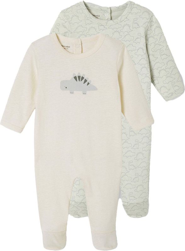 Vertbaudet - Set van 2 - Slaappakjes - Dinosaurus - 100% Biologisch Katoen