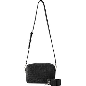 SEIDENFELT MANUFAKTUR Schoudertas Nesna Camera Bag Croco Print Black Zwart