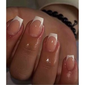 GEAR3000® plaknagels zelfklevende F - press on nails - nepnagels met lijm en nagelvijl - french manicure kort - 24 stuks