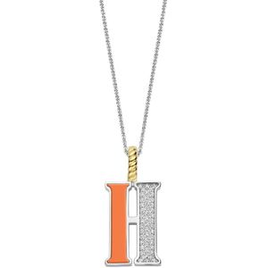 TI SENTO Dames Hanger - 925 zilver - Letter H - Oranje - 6840OR_H