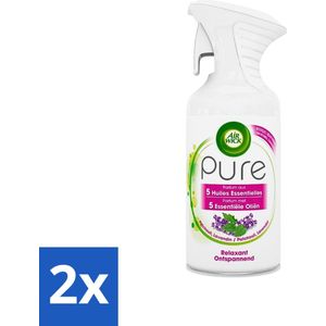 Air Wick Pure - Luchtverfrisser Spray - Essentiële Oliën - Lavendel - 250ml - Voordeelverpakking - 2 stuks