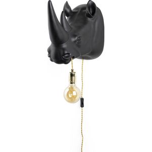 Bold Monkey Mind Your Own Rhino Wandlamp - Zwart