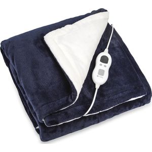ForDig Elektrische Deken – Warmtedeken – Bovendeken – 1 persoons – 6 warmtestanden – Timer – 160 x 120cm - Navy Blauw