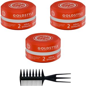Gold Style - Aqua Dynamic - Haar Wax - 3 Stuks - 125 ml - Sterke Hold