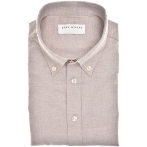 John Miller - Normale Fit Overhemd - Lichtbruin - Katoen