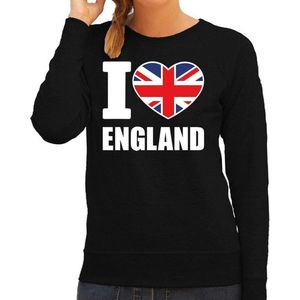 I love England supporter sweater / trui voor dames - zwart - Engeland landen truien - Engelse fan kleding dames L