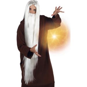 6 stuks: Pruik Wizard met baard