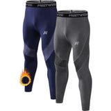 MEETHOO 2 Stuks Thermo Legging Heren- Thermisch Ondergoed - Thermisch Ondergoed - Warme Onderkleding - Heren Thermisch Ondergoed-Grijs/Blauw-XXL